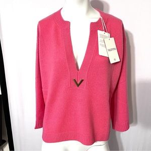 Valentino VGOLD CASHMERE SWEATER S Pink Cashmere